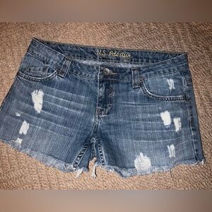 U.S. Polo Assn. Women's Distressed Denim Cutoff Shorts - Dark Blue